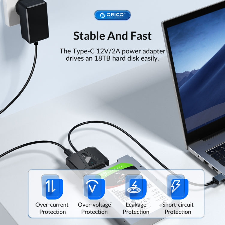 ORICO UTS1 USB 3.0 2.5-inch SATA HDD Adapter with 12V 2A Power Adapter, Cable Length:0.3m(AU Plug) - USB to IDE / SATA by ORICO | Online Shopping UK | buy2fix