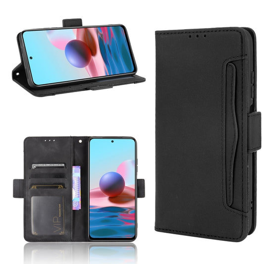 For Xiaomi Poco M5S / Redmi Note 10 4G / 10S Skin Feel Calf Texture Card Slots Leather Phone Case(Black) - Poco M5s Cases by buy2fix | Online Shopping UK | buy2fix