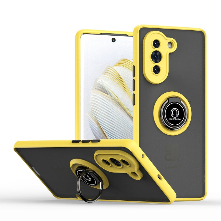 For Huawei nova 10 Q Shadow 1 Series TPU + PC Phone Case with Ring Holder(Yellow) - Huawei Cases by buy2fix | Online Shopping UK | buy2fix