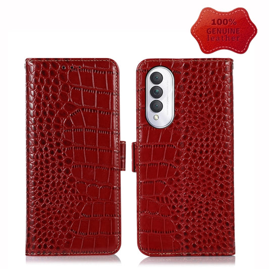 For Samsung Galaxy A14 5G Crocodile Top Layer Cowhide Leather Phone Case(Red) - Galaxy Phone Cases by buy2fix | Online Shopping UK | buy2fix