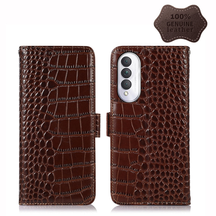 For Samsung Galaxy A14 5G Crocodile Top Layer Cowhide Leather Phone Case(Brown) - Galaxy Phone Cases by buy2fix | Online Shopping UK | buy2fix