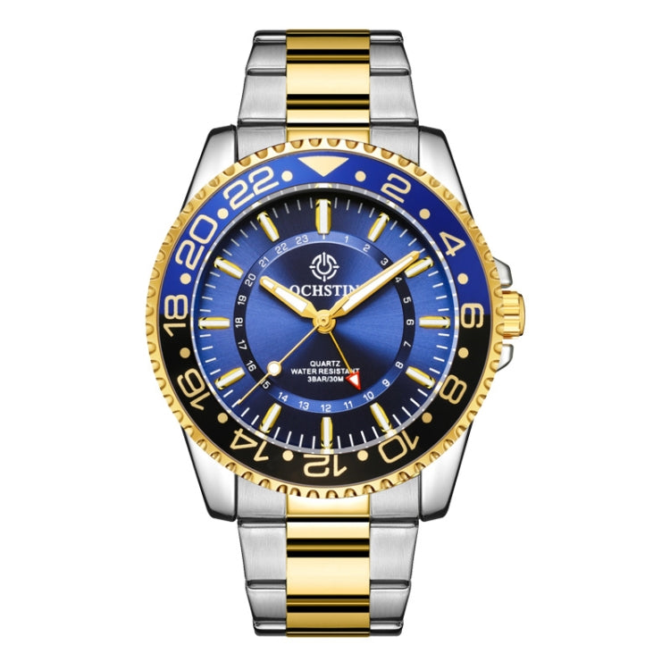 Ochstin 5019B Multifunctional Waterproof Stainless Steel Strap Quartz Watch(Gold+Blue) - Metal Strap Watches by OCHSTIN | Online Shopping UK | buy2fix