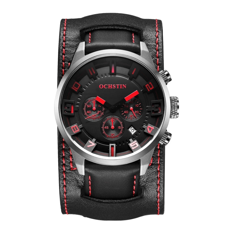 Ochstin 7236 Multifunctional Business Leather Wrist Wrist Waterproof Quartz Watch(Red+Black) - Leather Strap Watches by OCHSTIN | Online Shopping UK | buy2fix