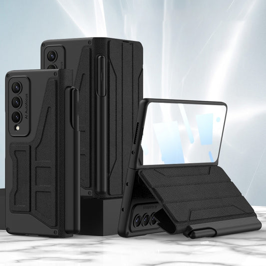 For Samsung Galaxy Z Fold4 GKK Integrated Flip Phone Case with Detachable Pen Holder(Black) - Galaxy Z Fold4 5G Cases by GKK | Online Shopping UK | buy2fix