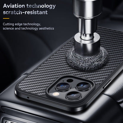 For iPhone 14 Plus SULADA Carbon Fiber Textured Shockproof Metal + TPU Frame Case(Black) - iPhone 14 Plus Cases by SULADA | Online Shopping UK | buy2fix