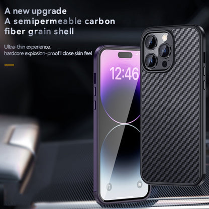 For iPhone 14 Pro SULADA Carbon Fiber Textured Shockproof Metal + TPU Frame Case(Dark Blue) - iPhone 14 Pro Cases by SULADA | Online Shopping UK | buy2fix