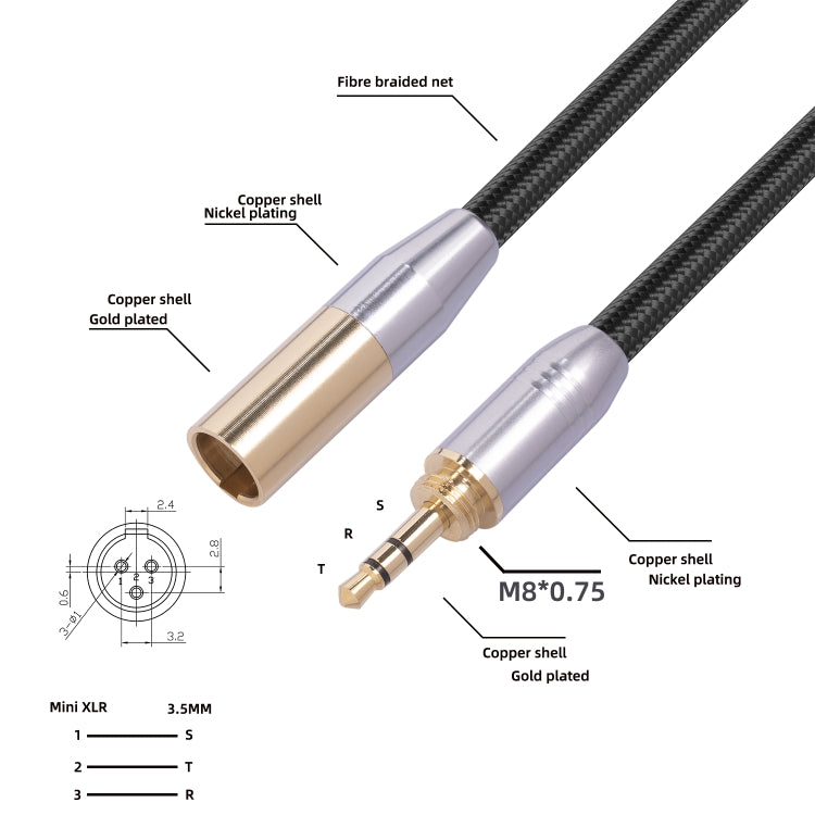 SB423M120-03 3.5mm Male to Mini XLR 3pin Male Audio Cable, Length: 30cm - Consumer Electronics by buy2fix | Online Shopping UK | buy2fix