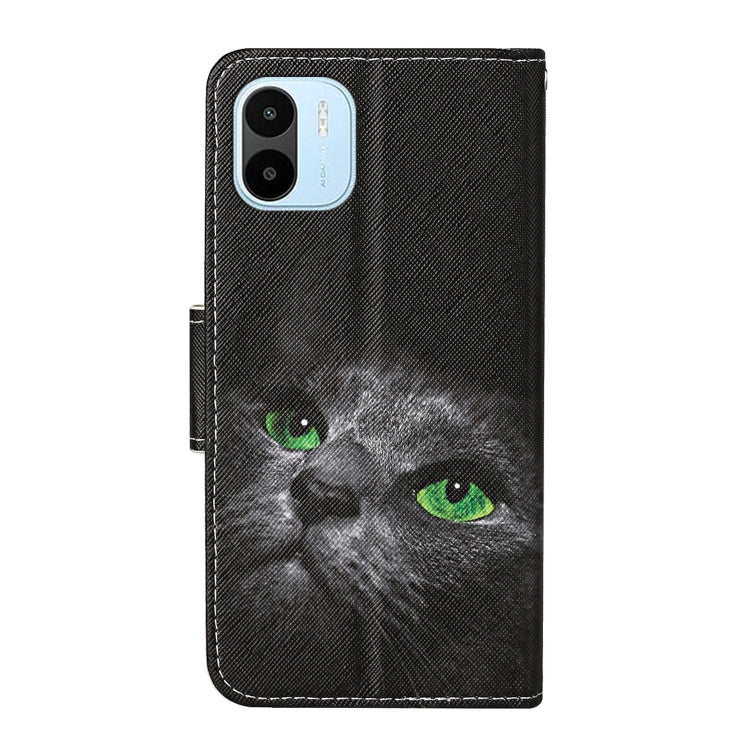 For Xiaomi Redmi A1 Colored Drawing Pattern Leather Phone Case(Black Cat) - Xiaomi Cases by buy2fix | Online Shopping UK | buy2fix