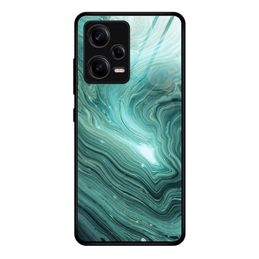 For Xiaomi Redmi Note 12 Pro 5G China Marble Pattern Glass Phone Case(Water Waves) - Note 12 Pro Cases by buy2fix | Online Shopping UK | buy2fix