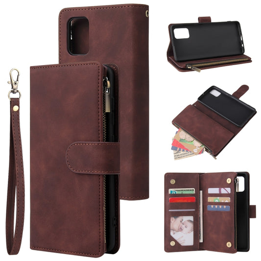 For Galaxy A51 Multifunctional Horizontal Flip Leather Case, with Card Slot & Holder & Zipper Wallet & Photo Frame(Coffee) - Samsung Accessories by buy2fix | Online Shopping UK | buy2fix