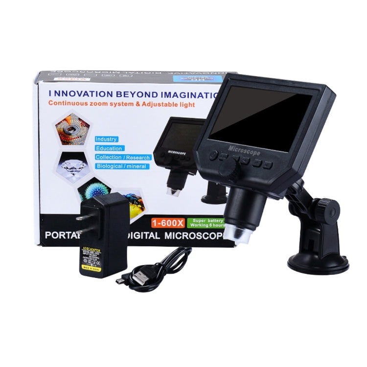G600 600X 3.6MP 4.3 inch HD LCD Display Portable Digital Microscope, Plug:UK Plug - Consumer Electronics by buy2fix | Online Shopping UK | buy2fix