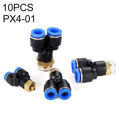 PX4-01 LAIZE 10pcs Plastic Y-type Tee Male Thread Pneumatic Quick Connector -  by LAIZE | Online Shopping UK | buy2fix