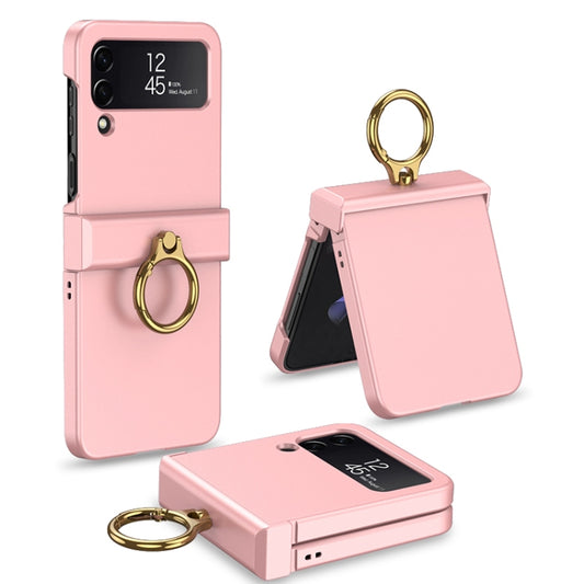 For Samsung Galaxy Z Flip4 GKK Ultrathin Hinge Full Coverage Phone Case with Ring Holder(Pink) - Galaxy Z Flip4 5G Cases by GKK | Online Shopping UK | buy2fix