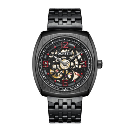 OCHSTIN 7262 Masterpiece Series Mechanical Steel Band Men Watch(Black Red) - Metal Strap Watches by OCHSTIN | Online Shopping UK | buy2fix