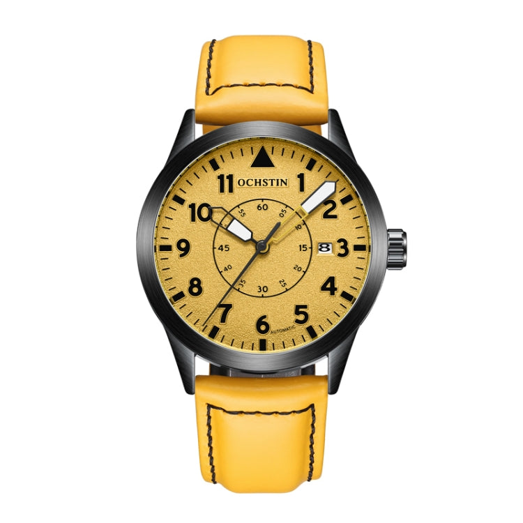 OCHSTIN 62028C Master Series Luminous Mechanical Men Watch(Yellow) - Leather Strap Watches by OCHSTIN | Online Shopping UK | buy2fix