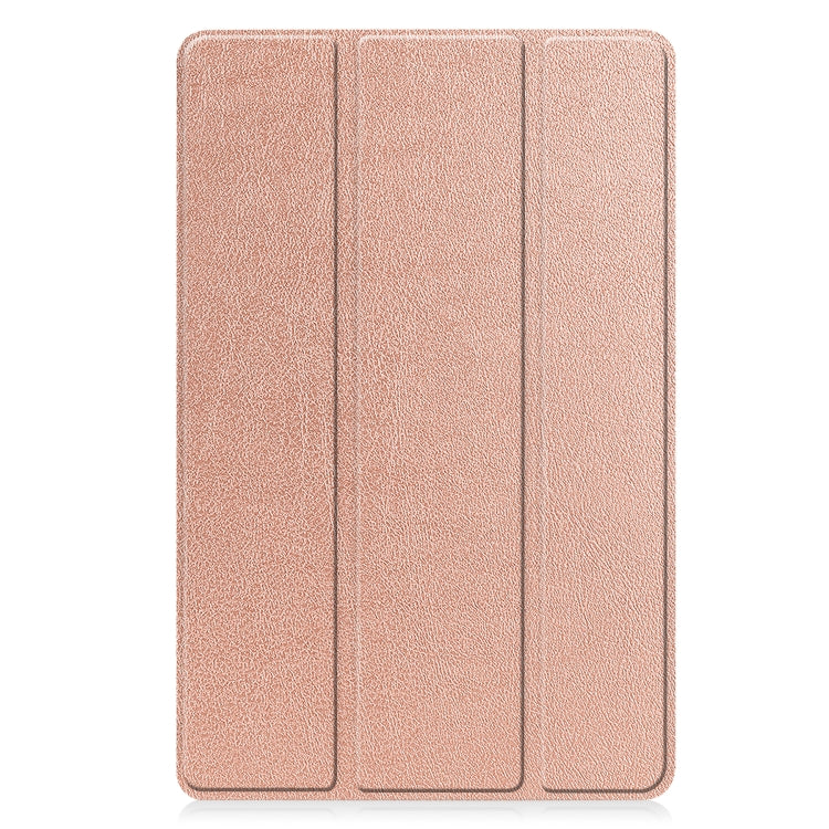 For Lenovo Tab P11 Gen 2 Custer Pure Color 3-Fold Holder Leather Smart Tablet Case(Rose Gold) - For Lenovo by buy2fix | Online Shopping UK | buy2fix