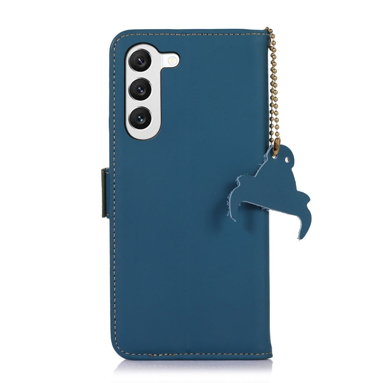 For Samsung Galaxy S23 5G Genuine Leather Magnetic RFID Leather Phone Case(Blue) - Galaxy S23 5G Cases by buy2fix | Online Shopping UK | buy2fix