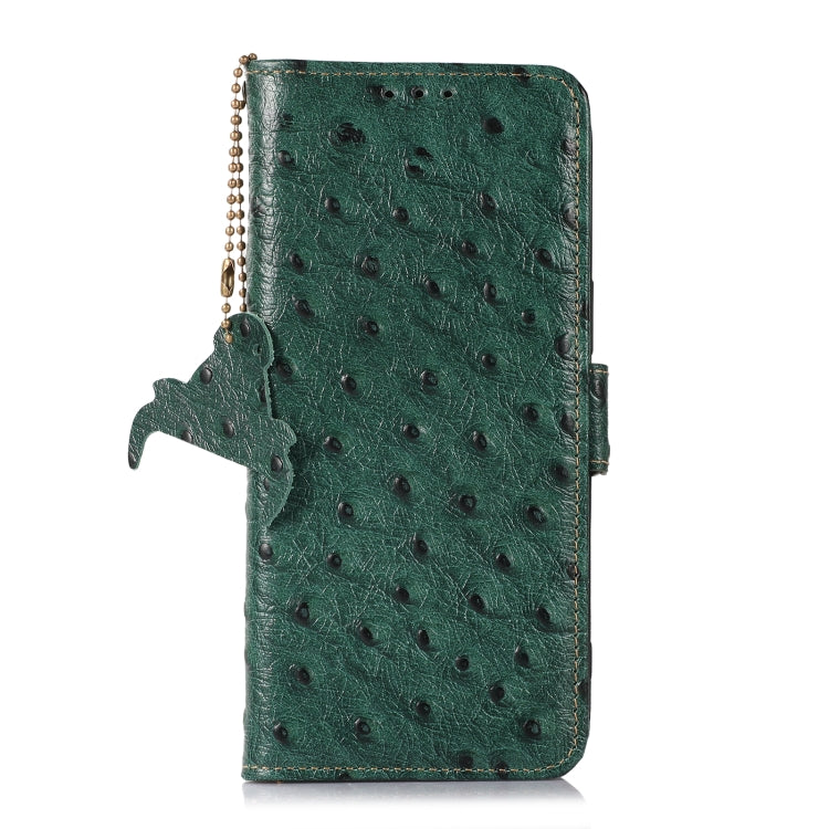 For Samsung Galaxy A04e Ostrich Pattern Genuine Leather RFID Phone Case(Green) - Galaxy Phone Cases by buy2fix | Online Shopping UK | buy2fix