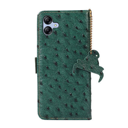 For Samsung Galaxy A04e Ostrich Pattern Genuine Leather RFID Phone Case(Green) - Galaxy Phone Cases by buy2fix | Online Shopping UK | buy2fix