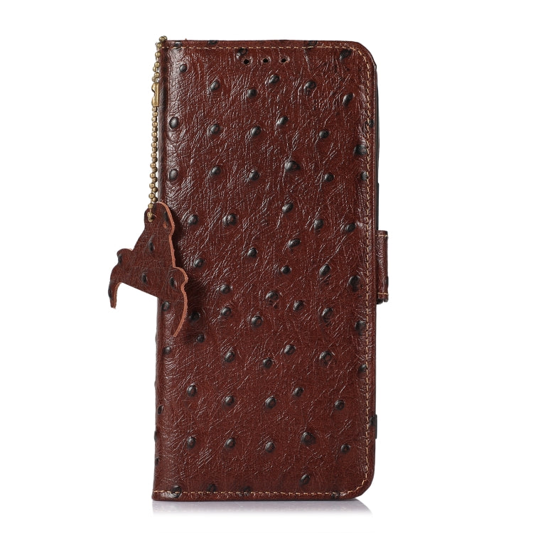 For Samsung Galaxy A54 5G Ostrich Pattern Genuine Leather RFID Phone Case(Coffee) - Galaxy Phone Cases by buy2fix | Online Shopping UK | buy2fix