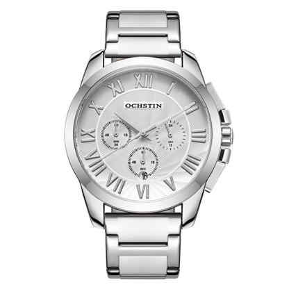 OCHSTIN 7242 Multifunctional Quartz Waterproof Steel Strap Men Watch(Silver White) - Metal Strap Watches by OCHSTIN | Online Shopping UK | buy2fix