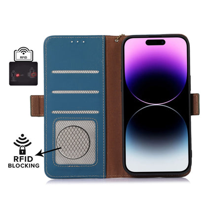 For Nokia X30 5G Genuine Leather Magnetic RFID Leather Phone Case(Blue) - Nokia Cases by buy2fix | Online Shopping UK | buy2fix
