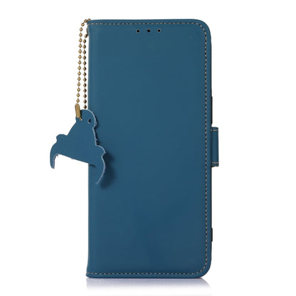 For Samsung Galaxy A04e Genuine Leather Magnetic RFID Leather Phone Case(Blue) - Galaxy Phone Cases by buy2fix | Online Shopping UK | buy2fix