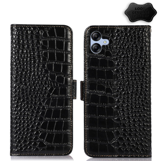 For Samsung Galaxy A04e Crocodile Top Layer Cowhide Leather Phone Case(Black) - Galaxy Phone Cases by buy2fix | Online Shopping UK | buy2fix