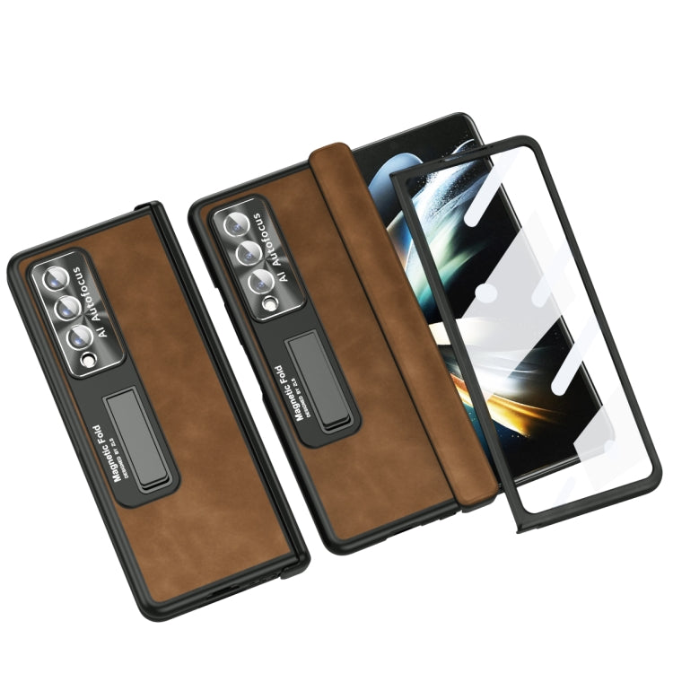 For Samsung Galaxy Z Fold3 5G Napa Texture All-inclusive Phone Case(Brown) - Galaxy Phone Cases by buy2fix | Online Shopping UK | buy2fix