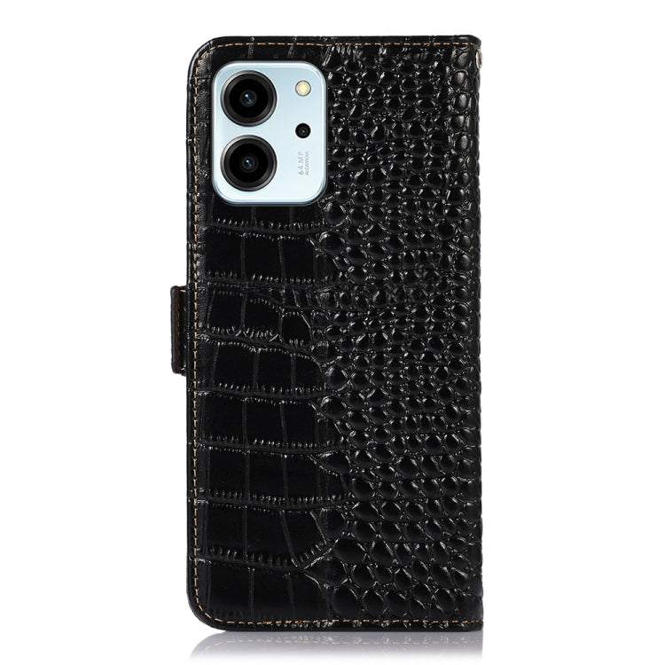 For Honor 80 SE Crocodile Top Layer Cowhide Leather Phone Case(Black) - Honor Cases by buy2fix | Online Shopping UK | buy2fix