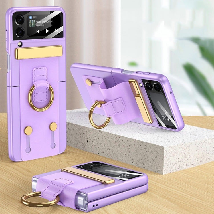 For Samsung Galaxy Z Flip3 5G GKK Ultrathin Shockproof Phone Case with Ring Holder / Wrist Strap(Purple) - Galaxy Phone Cases by GKK | Online Shopping UK | buy2fix