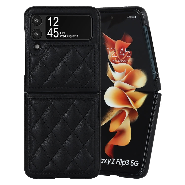 For Samsung Galaxy Z Flip4 Rhombic Microfiber Folding Phone Case(Black) - Galaxy Z Flip4 5G Cases by buy2fix | Online Shopping UK | buy2fix