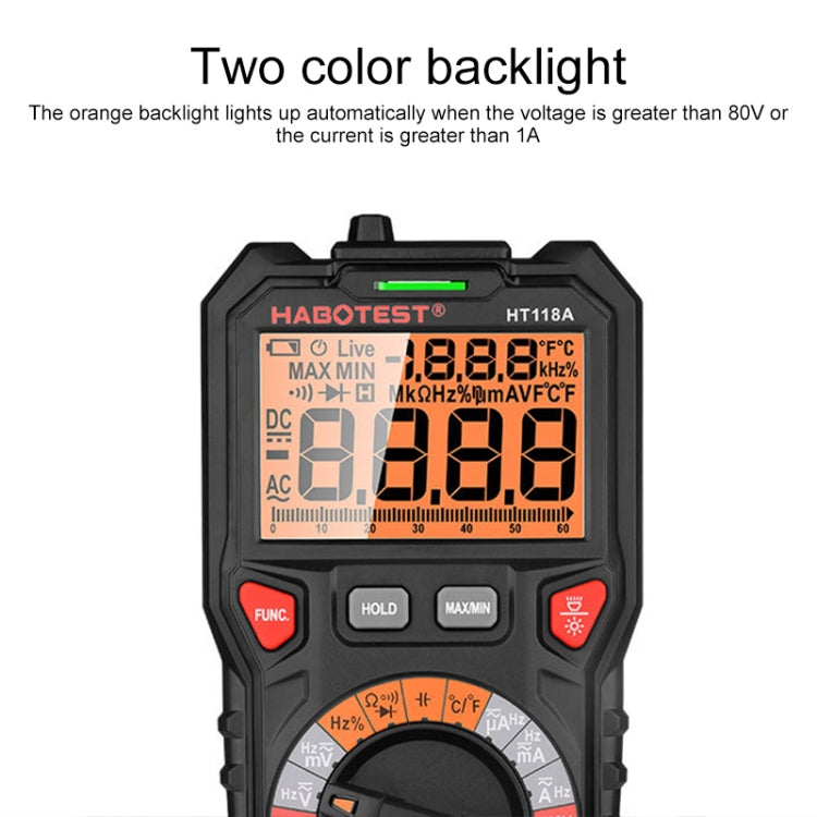 HABOTEST HT118A Handheld Double Backlight High-precision Automatic Digital Multimeter - Consumer Electronics by buy2fix | Online Shopping UK | buy2fix