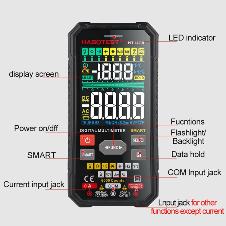 HABOTEST HT127B Digital Multimeter - Consumer Electronics by buy2fix | Online Shopping UK | buy2fix