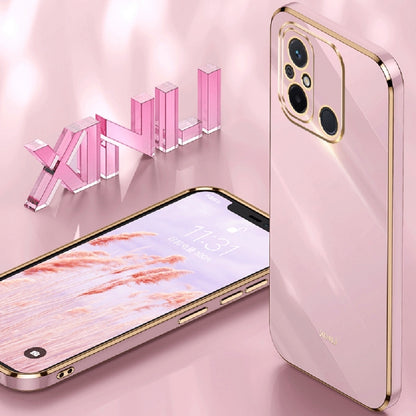 For Xiaomi Redmi 12C 4G XINLI Straight Edge 6D Electroplate TPU Phone Case(Pink) - Xiaomi Cases by XINLI | Online Shopping UK | buy2fix