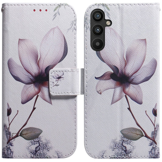 For Samsung Galaxy A54 5G Coloured Drawing Flip Leather Phone Case(Magnolia) - Galaxy Phone Cases by buy2fix | Online Shopping UK | buy2fix