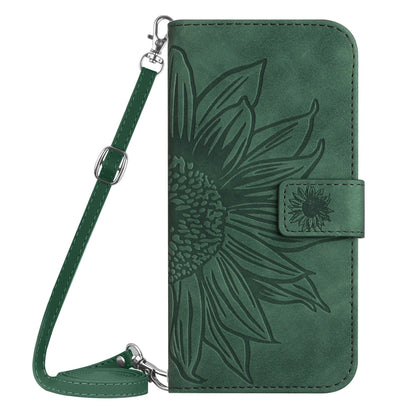 For TCL 40 SE HT04 Skin Feel Sun Flower Embossed Flip Leather Phone Case with Lanyard(Green) - More Brand by buy2fix | Online Shopping UK | buy2fix