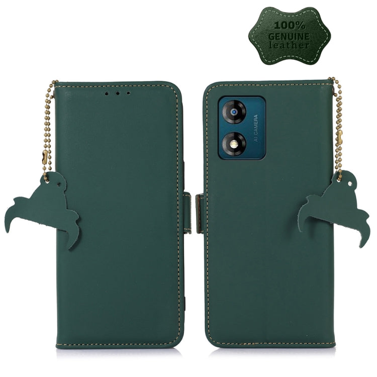 For Motorola Moto G53 5G Genuine Leather Magnetic RFID Leather Phone Case(Green) - Motorola Cases by buy2fix | Online Shopping UK | buy2fix