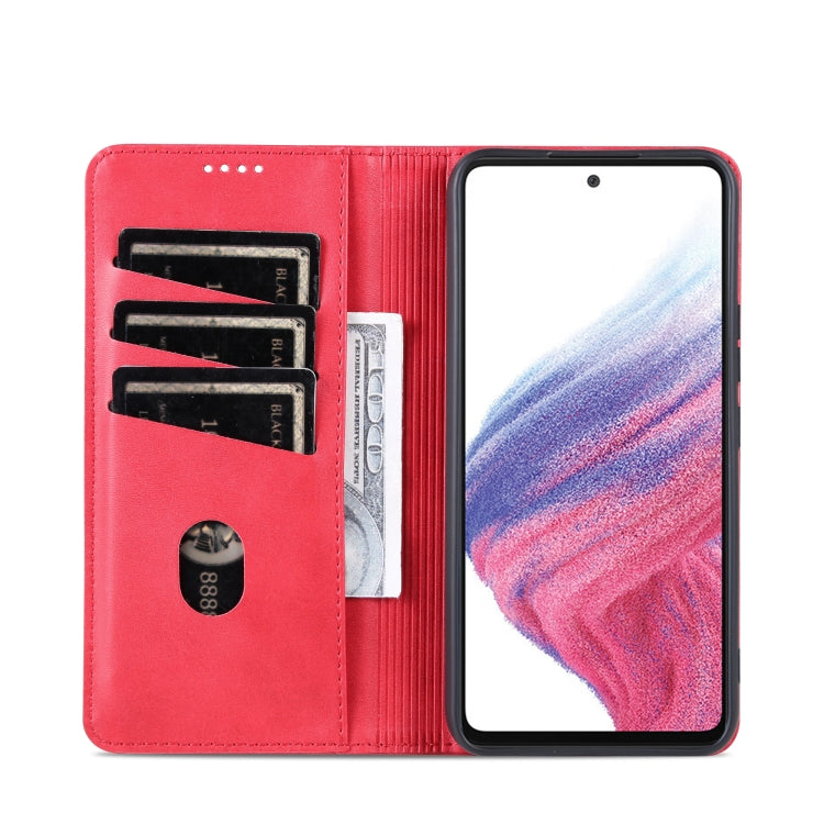 For Samsung Galaxy A54 5G AZNS Magnetic Calf Texture Flip Leather Phone Case(Red) - Galaxy Phone Cases by AZNS | Online Shopping UK | buy2fix