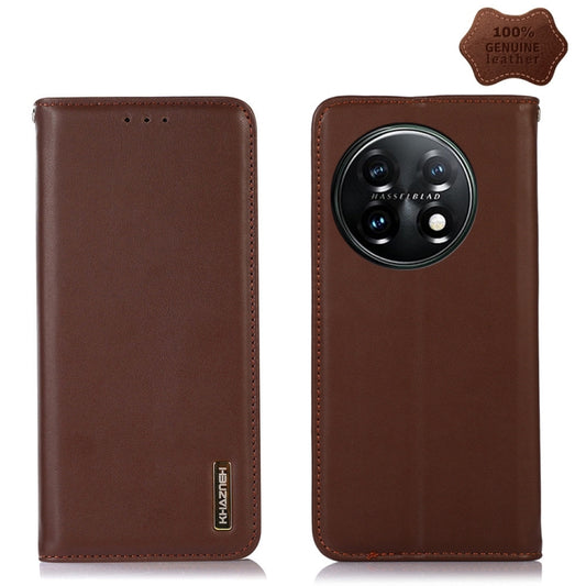 For OnePlus 11 5G KHAZNEH Nappa Top Layer Cowhide Leather Phone Case(Brown) - OnePlus Cases by buy2fix | Online Shopping UK | buy2fix