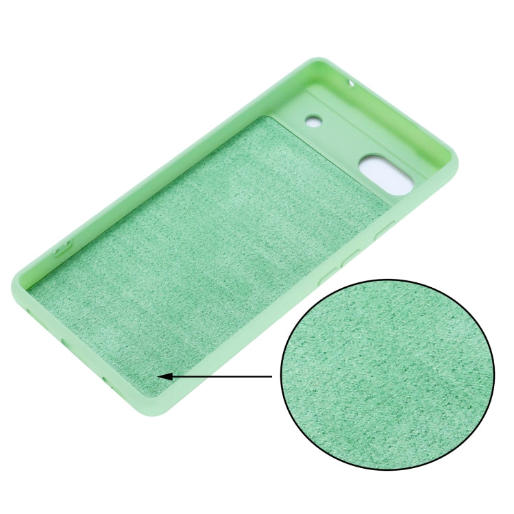 For Google Pixel 7a Pure Color Liquid Silicone Shockproof Phone Case(Green) - Google Cases by buy2fix | Online Shopping UK | buy2fix