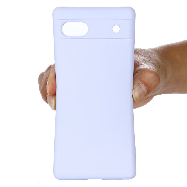 For Google Pixel 7a Pure Color Liquid Silicone Shockproof Phone Case(Purple) - Google Cases by buy2fix | Online Shopping UK | buy2fix