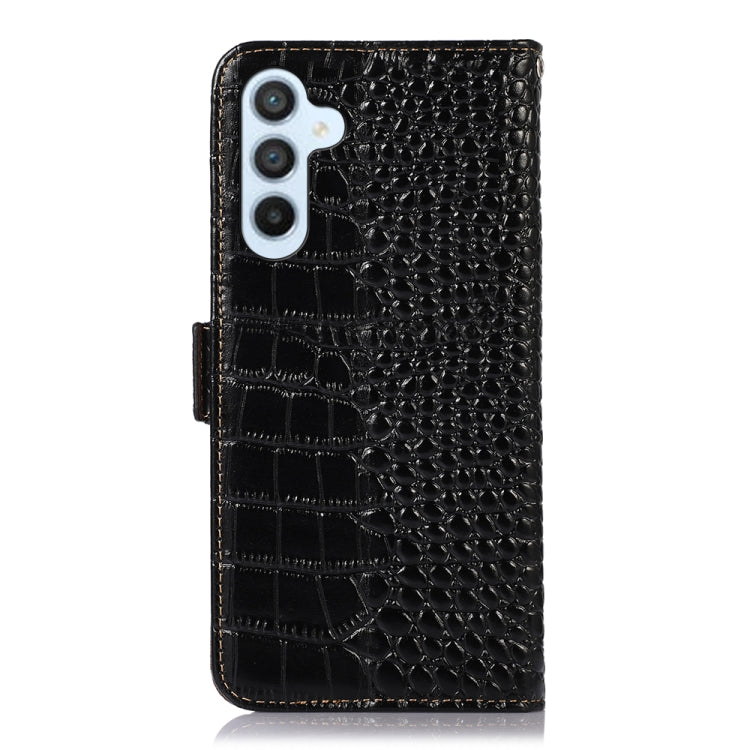 For Samsung Galaxy A24 4G Crocodile Top Layer Cowhide Leather Phone Case(Black) - Galaxy Phone Cases by buy2fix | Online Shopping UK | buy2fix