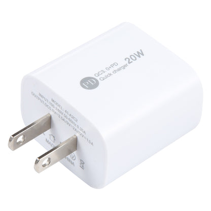 PD 20W USB-C/Type-C+QC 3.0 USB Interface Fast Charge Charger, Specification: US Plug(White) - USB Charger by buy2fix | Online Shopping UK | buy2fix