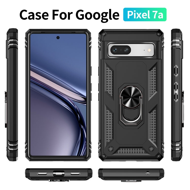 For Google Pixel 7a Shockproof TPU + PC Phone Case with Holder(Black) - Google Cases by buy2fix | Online Shopping UK | buy2fix