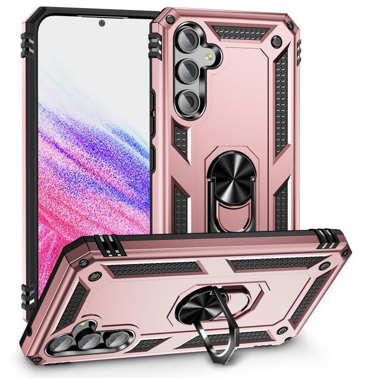 For Samsung Galaxy A54 Shockproof TPU + PC Phone Case with Holder(Rose Gold) - Galaxy Phone Cases by buy2fix | Online Shopping UK | buy2fix