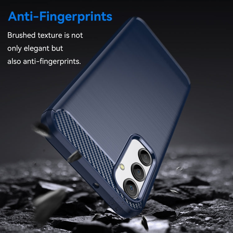 For Samsung Galaxy A24 4G Brushed Texture Carbon Fiber TPU Phone Case(Blue) - Galaxy Phone Cases by buy2fix | Online Shopping UK | buy2fix