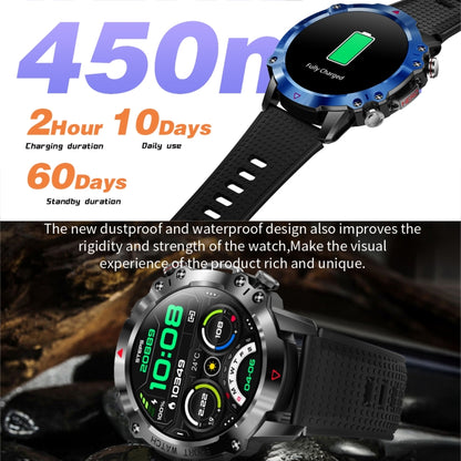 K10 1.39 inch IP67 Waterproof Smart Watch, Support Heart Rate / Sleep Monitoring(Black Blue) - Smart Wear by buy2fix | Online Shopping UK | buy2fix