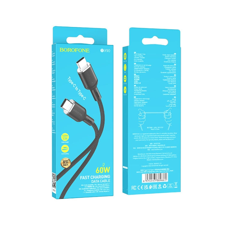 Borofone BX90 Type-C to Type-C Cyber 60W Charging Data Cable, Length:1m(Black) -  by Borofone | Online Shopping UK | buy2fix