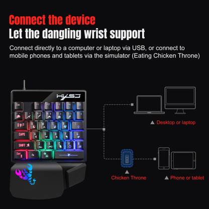 HXSJ V400 35 Keys One-Hand RGB Backlit Wired Gaming Keyboard -  by HXSJ | Online Shopping UK | buy2fix